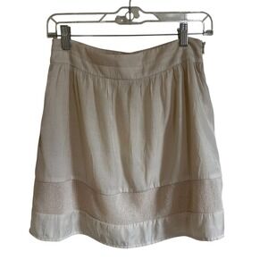 Anthropologie Tulle Mini Skirt Crochet‎ Trim A-Line Neutral Casual XS